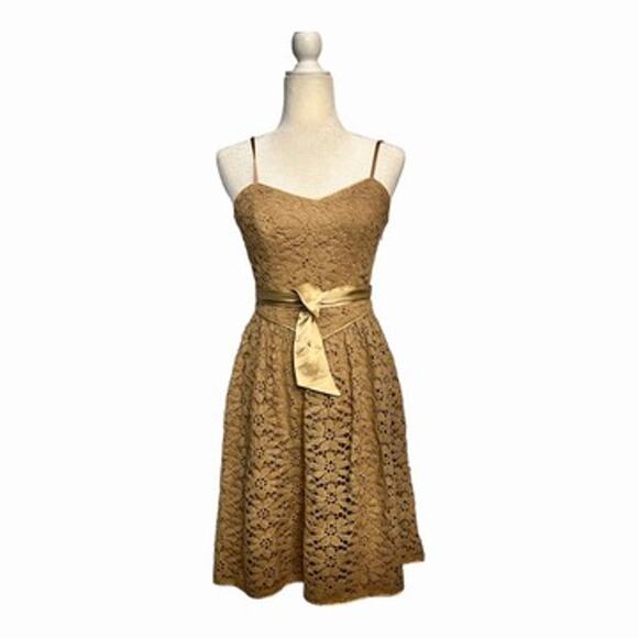 Betsey Johnson Vintage Crochet Lace Dress Golden Rod Yellow Slip 2 - Picture 1 of 6